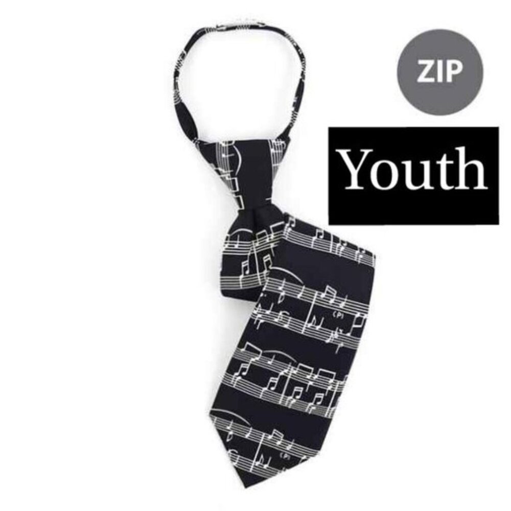 Tie - Zip Up - Music Note Theme - Youth / Boys - NWT
